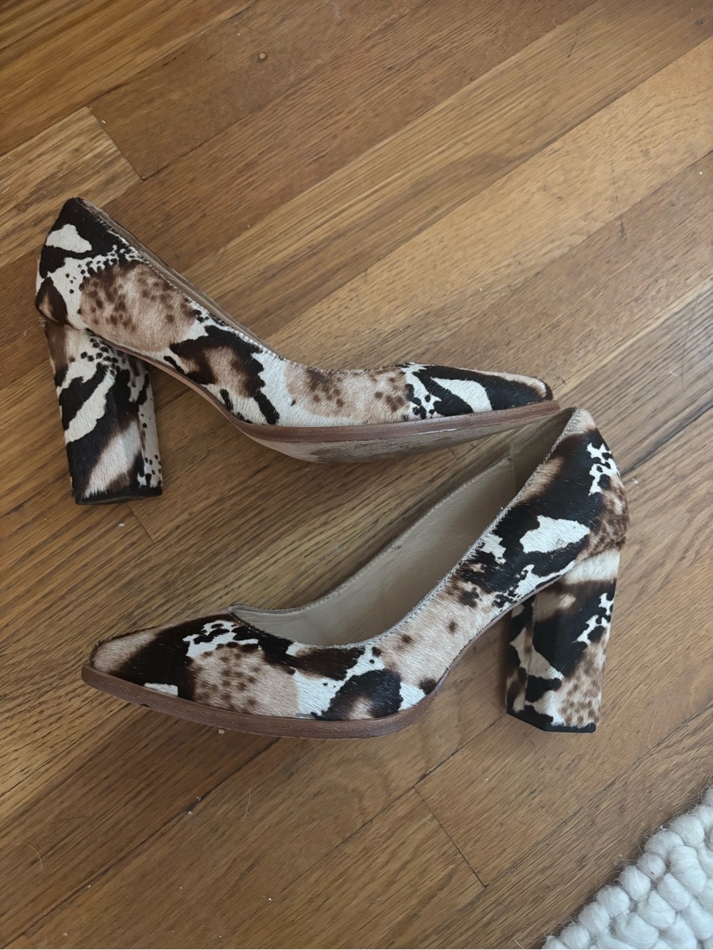 Animal Print Block Heel Pumps in Brown
